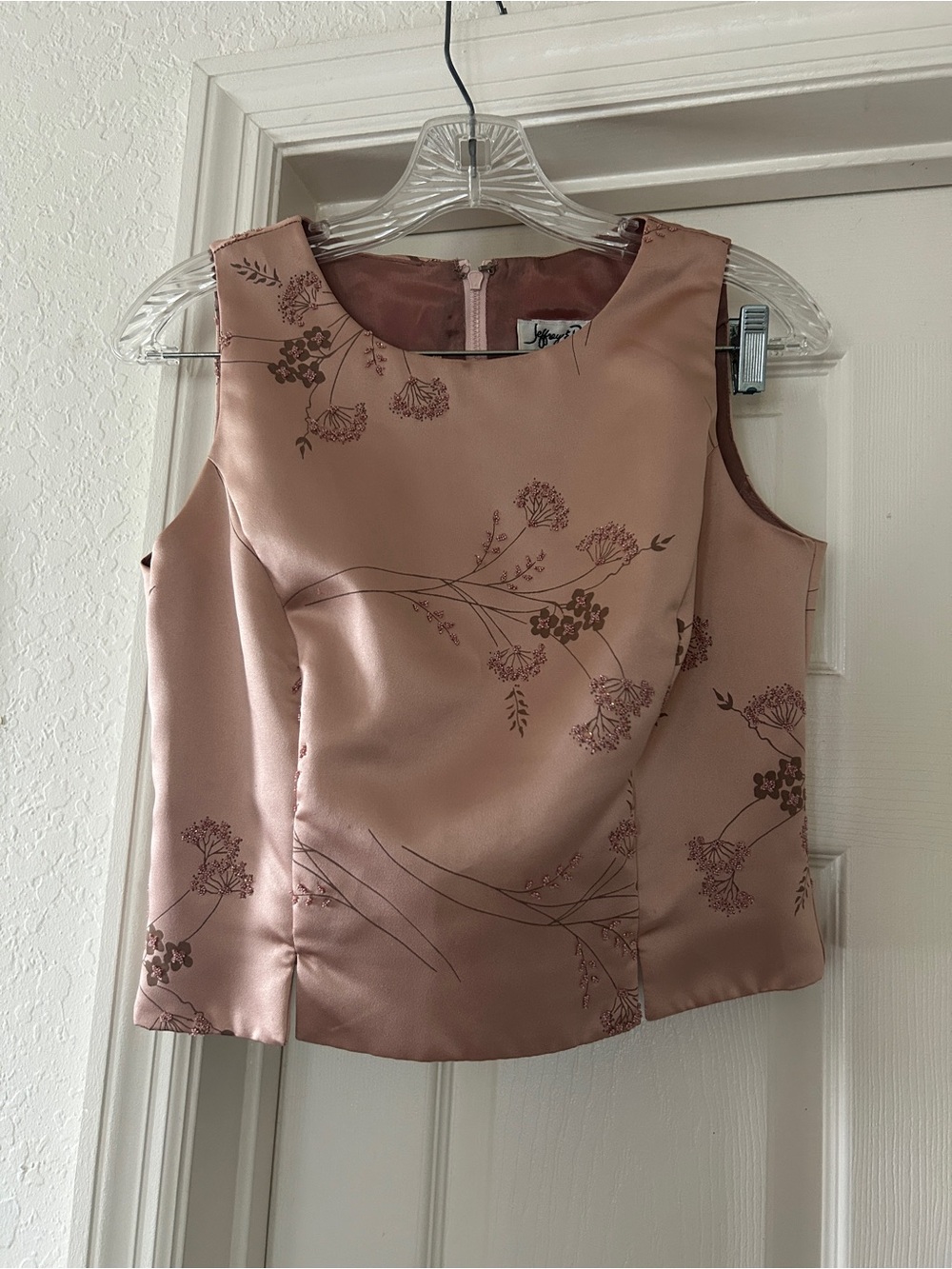 Satin Floral Sleeveless Camisole in Dusty Rose